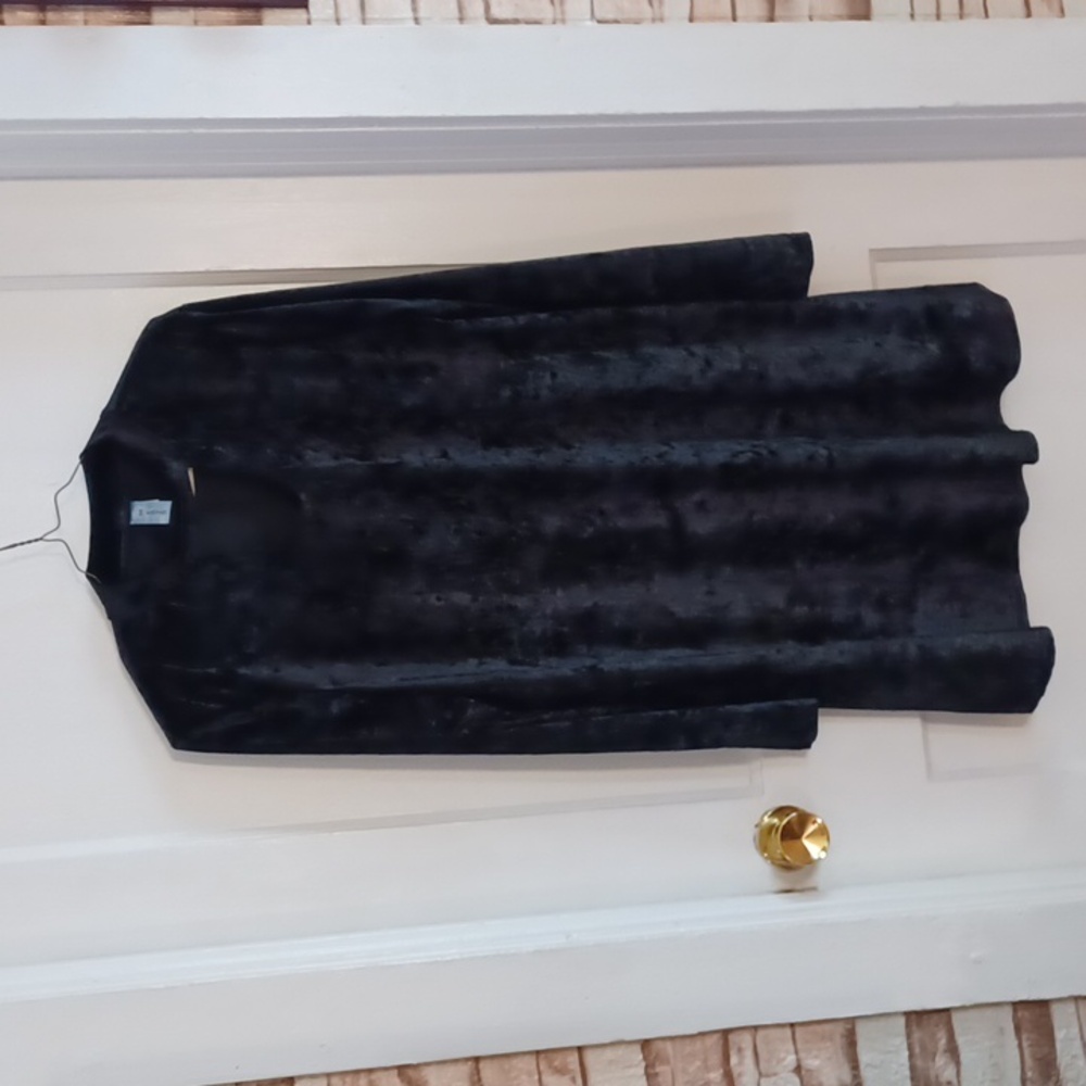 Black velvet swing dress women's size large holiday season dress M Fadis